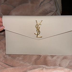 Authentic YSL UPTOWN POUCH IN GRAIN DE POUDRE EMBOSSED LEATHER